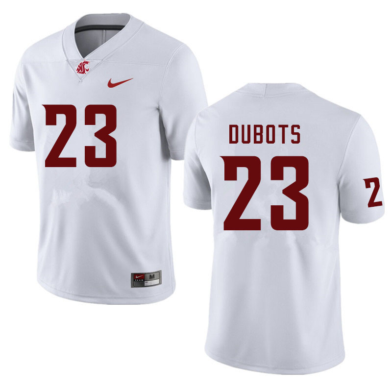 Men #23 Cole Dubots Washington State Cougars College Football Jerseys Sale-White - Click Image to Close